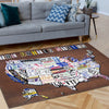 United States License Plate Map Area Rug (5'x7')
